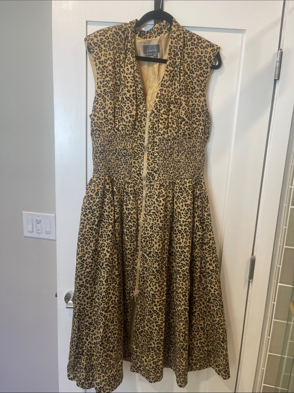 Anthropologie Sleeveless Leopard-Print Midi Dress - Tan & Black